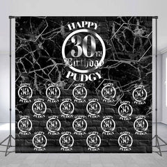 Lofaris Black Sliver Repeat Custom 30th Birthday Backdrop
