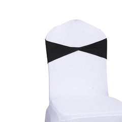 Lofaris Black Spandex Elastic Slider Banquet Chair Sashes Bow