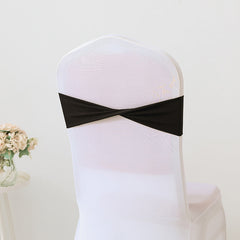 Lofaris Black Spandex Elastic Slider Banquet Chair Sashes Bow