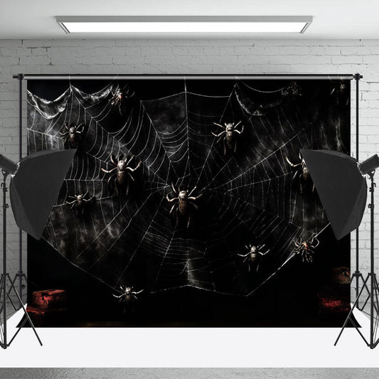 Lofaris Black Spider Web Halloween Photography Backdrop