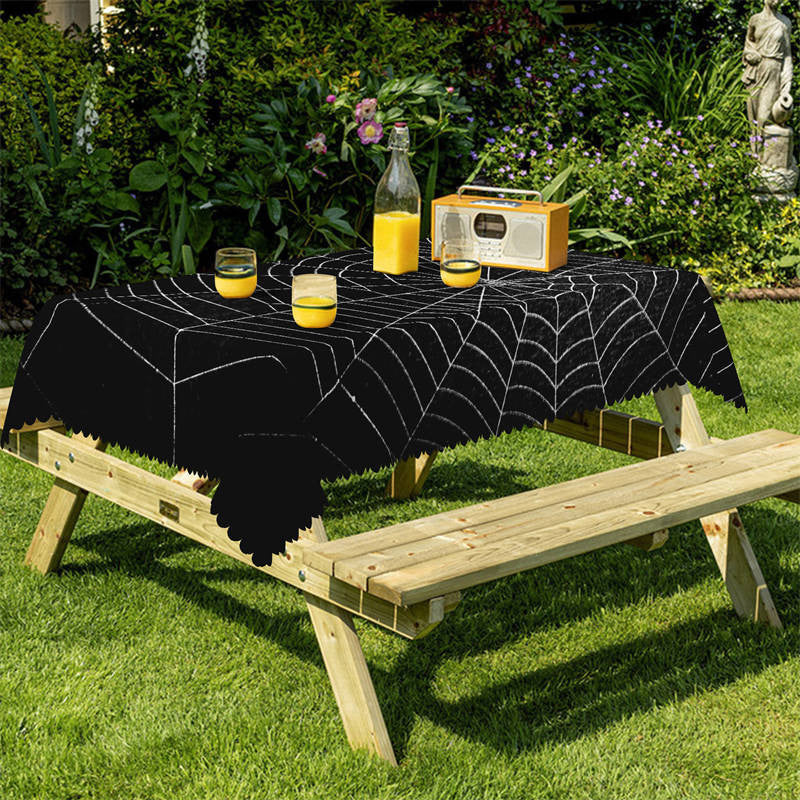 Lofaris Black Spider Web Halloween Rectangle Tablecloth