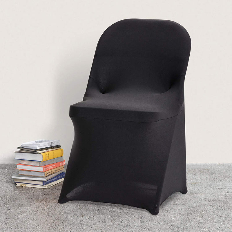 Lofaris Black Stretch Spandex Banquet Folding Chair Cover