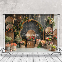 Lofaris Black Vintage Wall Floral Easter Photo Backdrop
