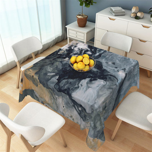 Lofaris Black Watercolor Fluid Patterns Square Tablecloth