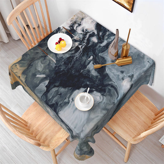 Lofaris Black Watercolor Fluid Patterns Square Tablecloth