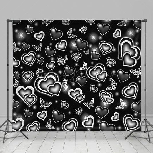 Lofaris Black White Butterfly Heart Starlight Party Backdrop