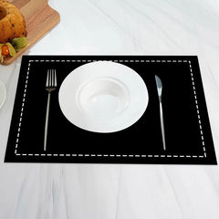 Lofaris Black White Dotted Lines Simple Set Of 4 Placemats