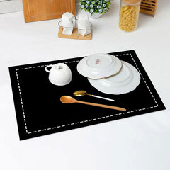 Lofaris Black White Dotted Lines Simple Set Of 4 Placemats