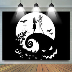 Lofaris Black White Ghost Lovers Nightmare Halloween Backdrop