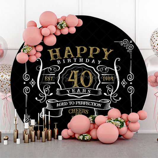 Lofaris Black White Gold Legend Round 40th Birthday Backdrop