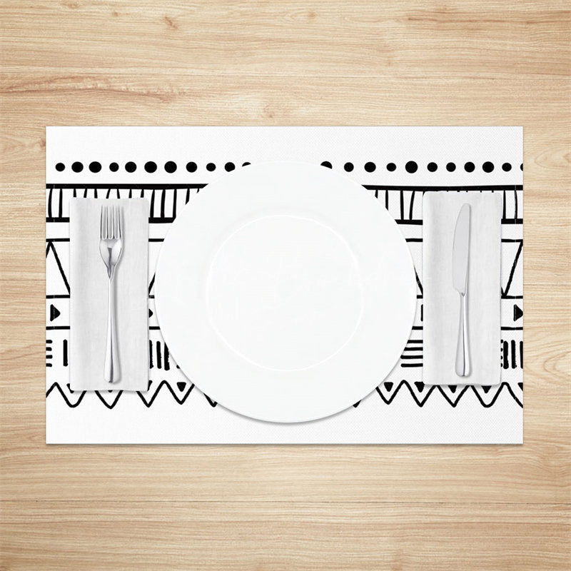 Lofaris Black White Lines Dots Pattern Set Of 4 Placemats