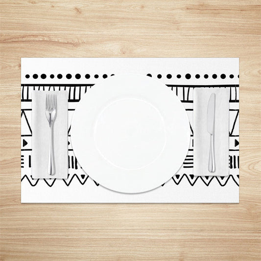 Lofaris Black White Lines Dots Pattern Set Of 4 Placemats