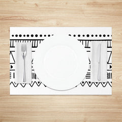 Lofaris Black White Lines Dots Pattern Set Of 4 Placemats