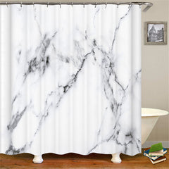 Lofaris Black White Marble Texture Bathtub Shower Curtain