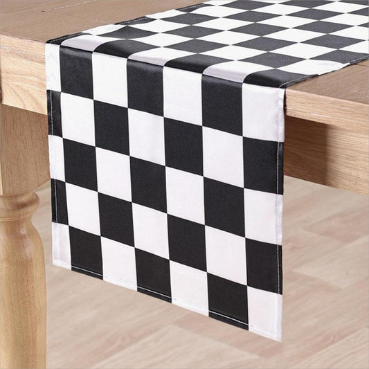 Lofaris Black White Plaid Stain Kitchen Decor Table Runner
