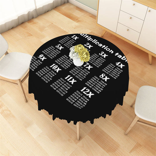Lofaris Black White Simple Multiplication Round Tablecloth