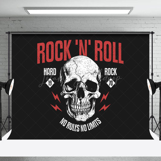 Lofaris Black White Skull Red Rock N Roll Party Backdrop