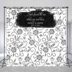 Lofaris Black White Vintage Floral Custom Wedding Backdrop