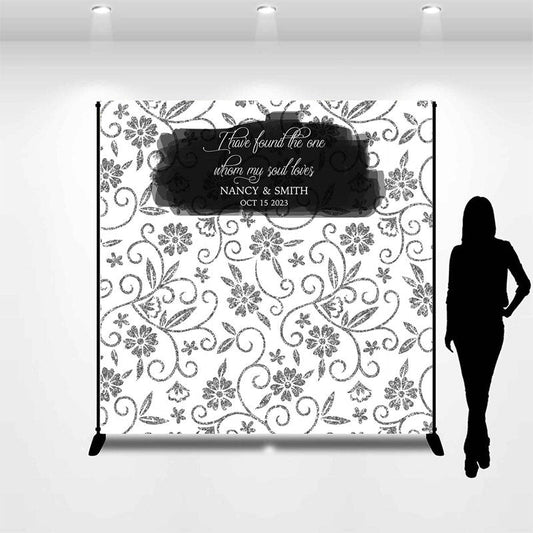 Lofaris Black White Vintage Floral Custom Wedding Backdrop
