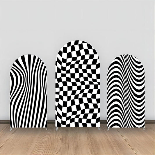 Lofaris Black White Zebra Prints Plaid Arch Backdrop Kit