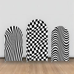 Lofaris Black White Zebra Prints Plaid Arch Backdrop Kit