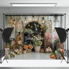 Lofaris Black Wooden Arch With Flowers Interior Backdrop