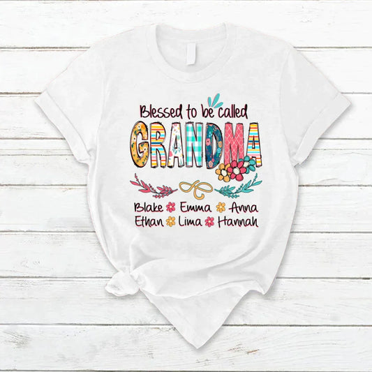 Lofaris Blessed Called Grandma Kids Art Flower T - Shirt