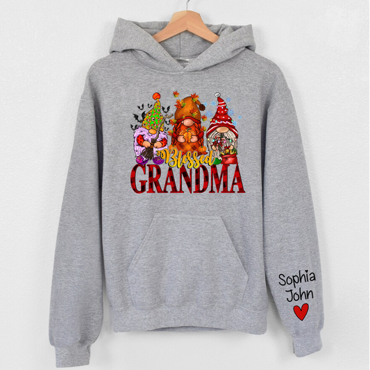 Lofaris Blessed Grandma Hallothankmas Custom Name Hoodie