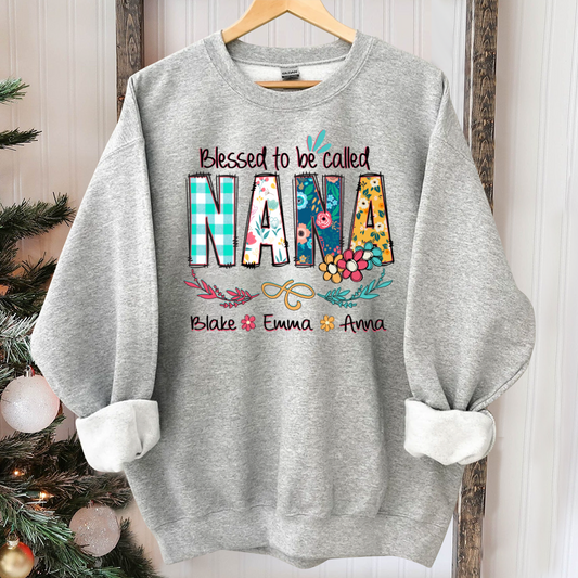 Lofaris Blessed To Be Called Nana And Kids Art Flower Sweatshirt