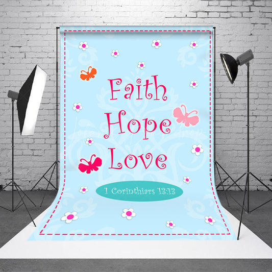 Lofaris Blue 1 Corinthiars 13:13 Faith Hope Love Backdrop