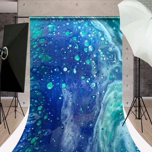 Lofaris Blue Abstruct Sea Wave Bubbles Sweep Photo Backdrop