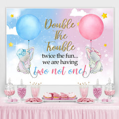 Lofaris Blue And Pink Elephant Theme Twins Baby Shower Backdrop