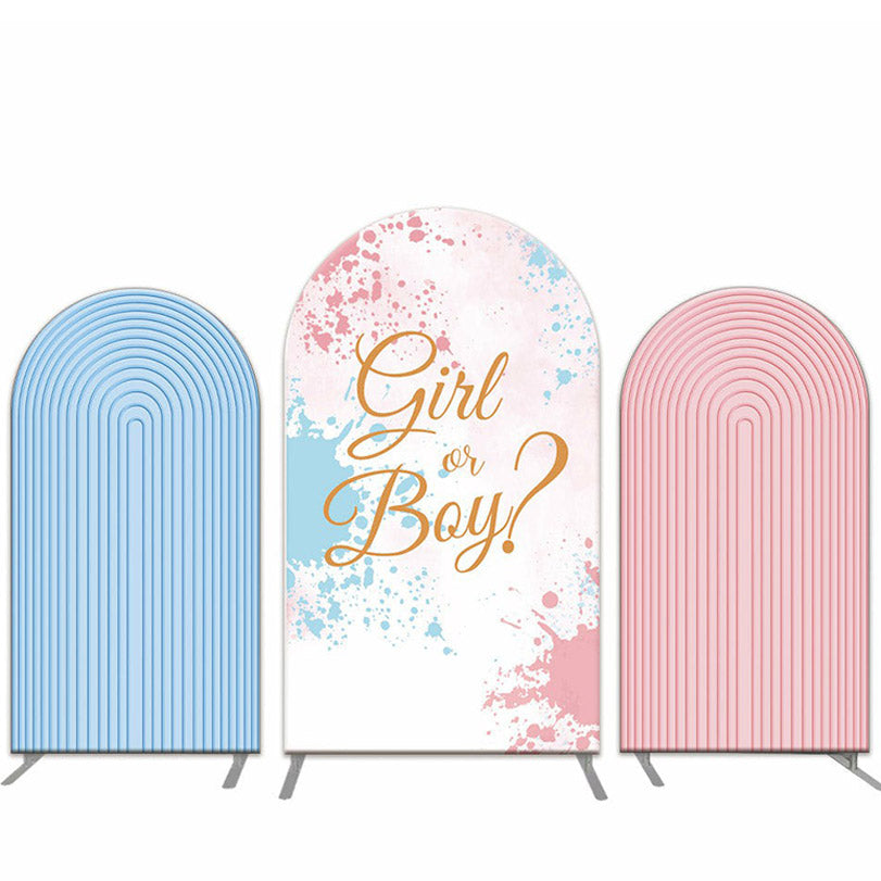 Lofaris Blue And Pink Texture Gender Reveal Arch Backdrop Kit