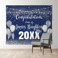 Lofaris Blue And Silver Bokeh Glitter Congratulatios Backdorp