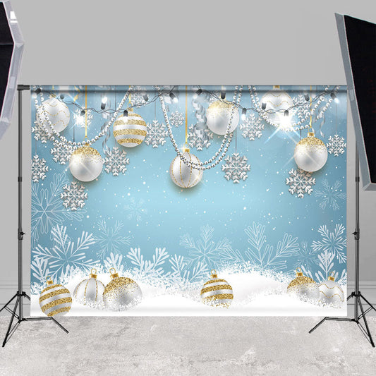 Lofaris Blue And White Snowflake Balls Decor Winter Backdrops
