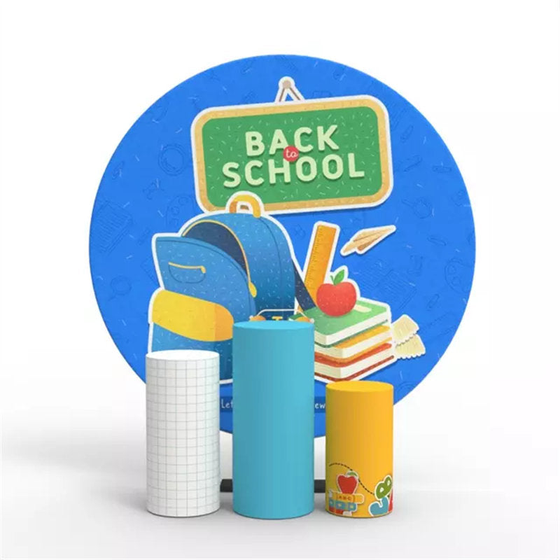 Lofaris Blue Bag Back To School Round Backdrop Kit For Kids
