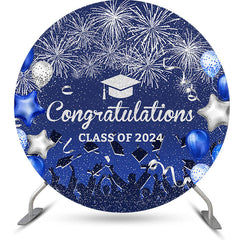 Lofaris Blue Balloon Congrats Class 2023 Grad Round Backdrop