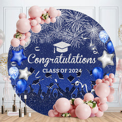 Lofaris Blue Balloon Congrats Class 2023 Grad Round Backdrop