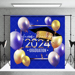 Lofaris Blue Balloons Class Of Glitter Graduation Backdrop