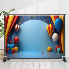 Lofaris Blue Balloons Curtain 1st Birthday Backdrop For Kits