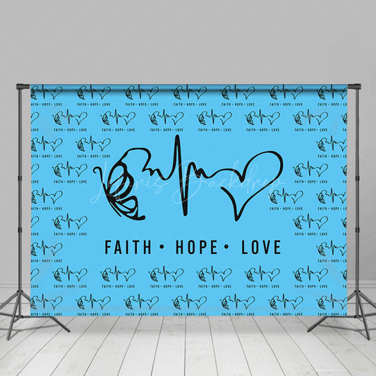 Lofaris Blue Black Faith Hope Love Electrocardiogram Backdrop