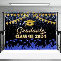 Lofaris Blue Black Gold Class 2024 Graduation Party Backdrop