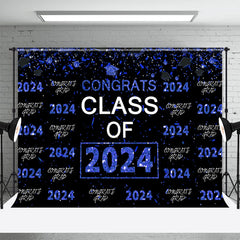 Lofaris Blue Black Repeat Congrats Grad Graduation Backdrop