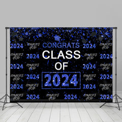 Lofaris Blue Black Repeat Congrats Grad Graduation Backdrop