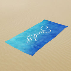 Lofaris Blue Bokeh Custom Name Beach Towel for Vacation