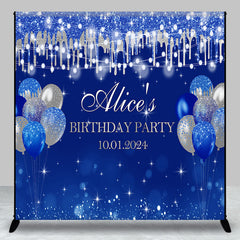 Lofaris Blue Bokeh Glitter Balloon Custom Birthday Backdrop