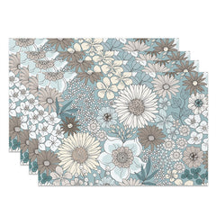 Lofaris Blue Brown Beige Floral Dining Set Of 4 Placemats