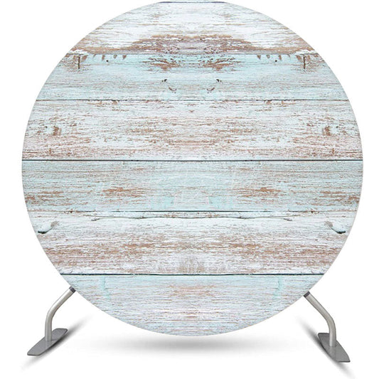 Lofaris Blue Brown Faded Wood Artistic Round Party Backdrop