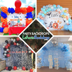 Lofaris Blue Butterfly And White Flowers Birthday Backdrop