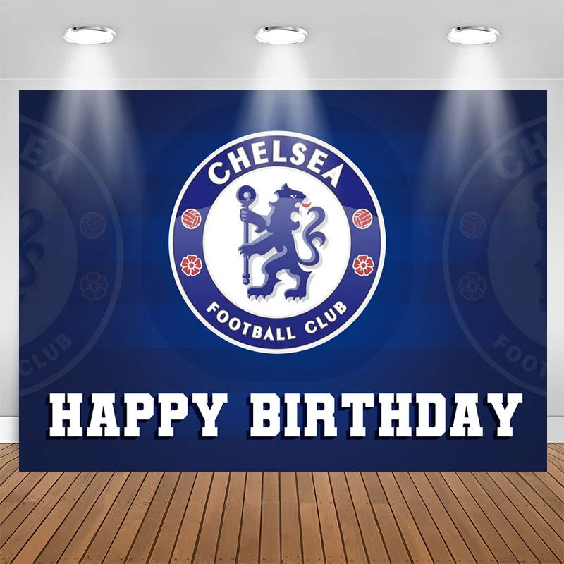 Lofaris Blue Chelsea Football Club Happy Birthday Backdrop